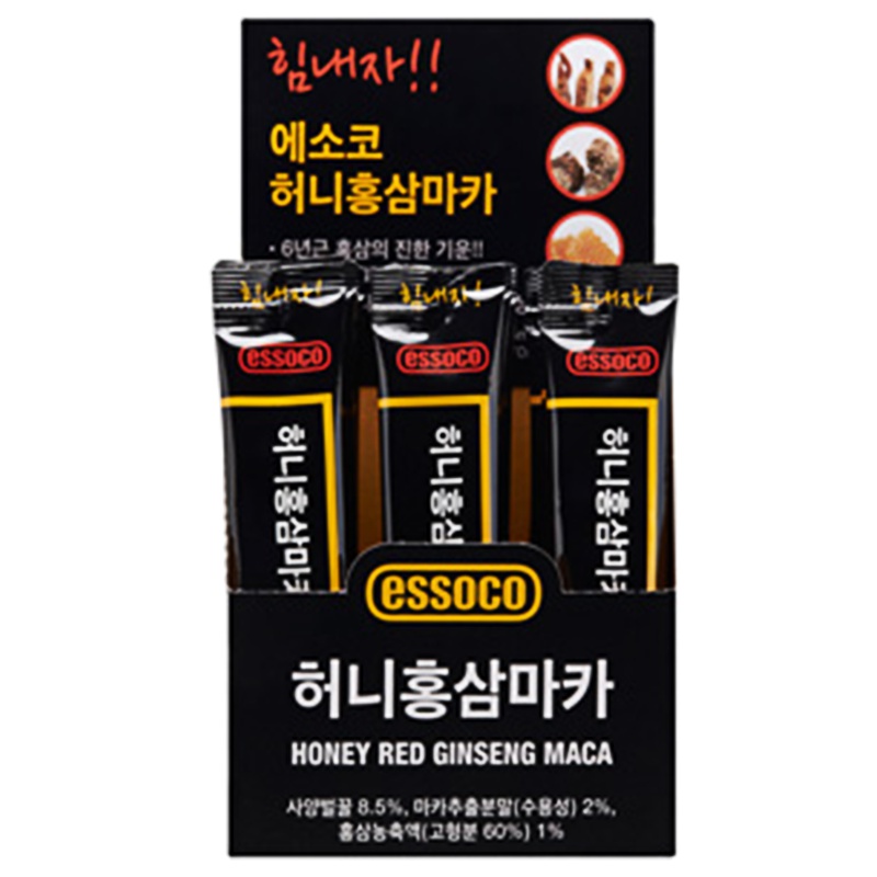 爱守客(ESSOCO)蜂蜜红参黑玛咖口服液韩国进口正品秘鲁胡宁黑玛卡粉男女性老成人学生运动员保健营养食品补品18包