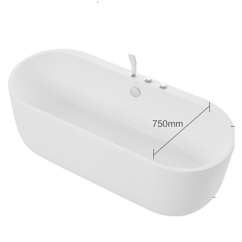 米志小户型椭圆形亚克力浴缸卫生间式浴池家用普通浴盆