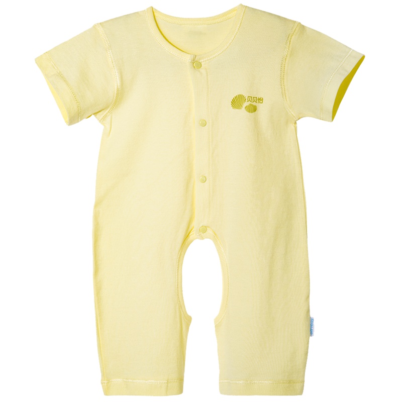 贝贝怡婴儿连体衣夏季短袖纯棉透气新生儿开裆哈衣宝宝爬服BB125