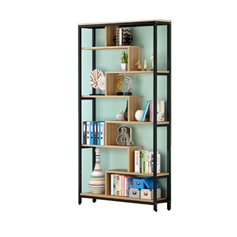 周鼎皖简易钢木书架多层储物置物架展示架子落地组合书柜(六层100*29*160)