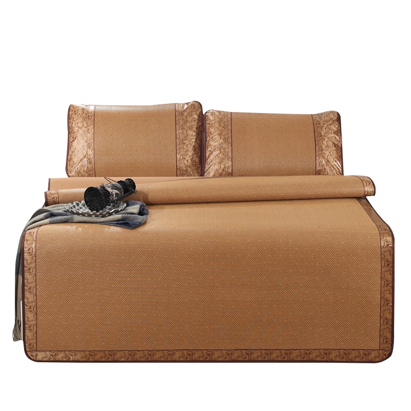 曼凝家纺 可折叠大版花卡通冰丝凉席三件套夏季夏凉空调透气网防滑软席子