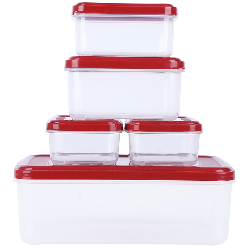 诺派（NUOPAI）塑料保鲜盒 饭盒组合装5件套 多用碗 饭盒 方形 泡面碗便当盒 pp材质500ml C6801