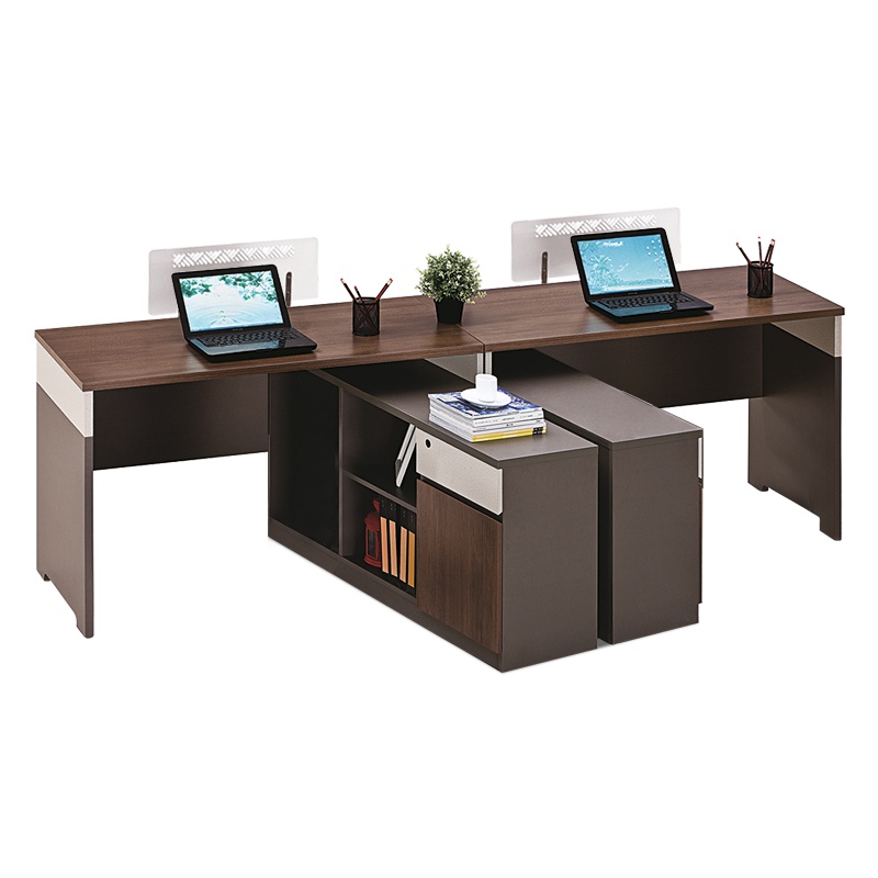 [藏书阁]2.8米职员办公桌员工位桌卡座简约现代2人位屏风财务办公桌