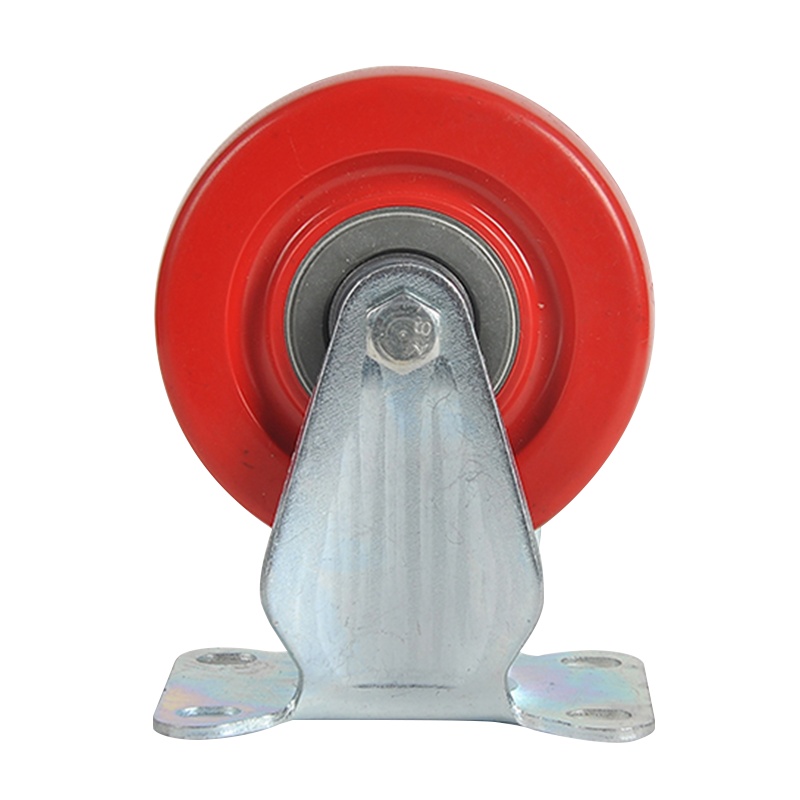 海斯迪克 HKZ-20 转向红脚轮 红色全包PVC刹车万向脚轮货架手推车轱辘工业轮子 4寸定向轮/2个