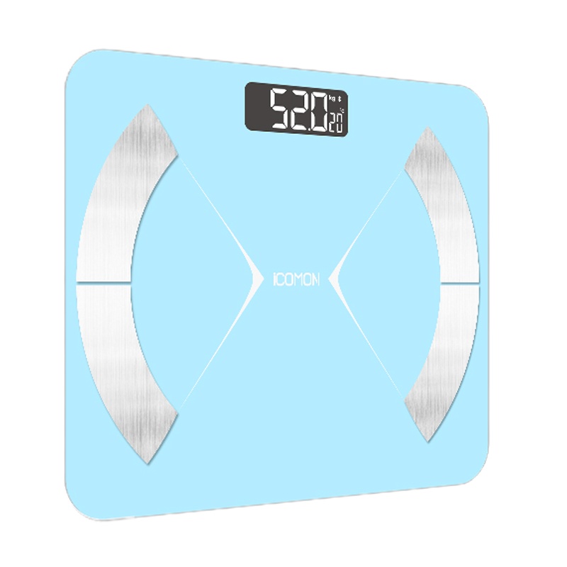 沃莱(ICOMON)智能蓝牙脂肪秤电子人体称微联APP体重秤全家体脂健康监测FG220LB-蓝色