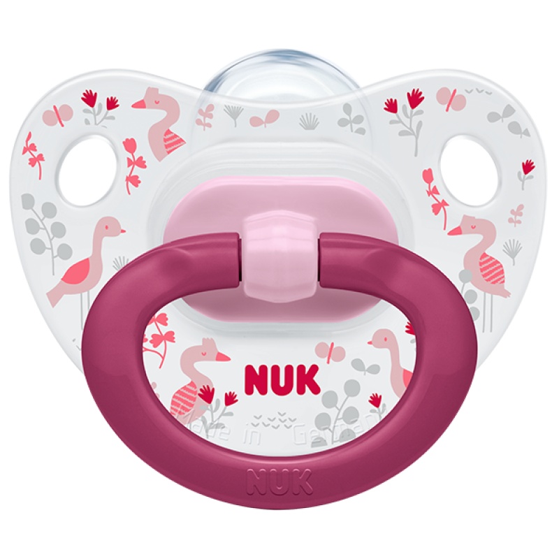 NUK印花硅胶安抚奶嘴 婴儿宝宝新生儿安慰奶嘴 多色图案可选 (6-18月)