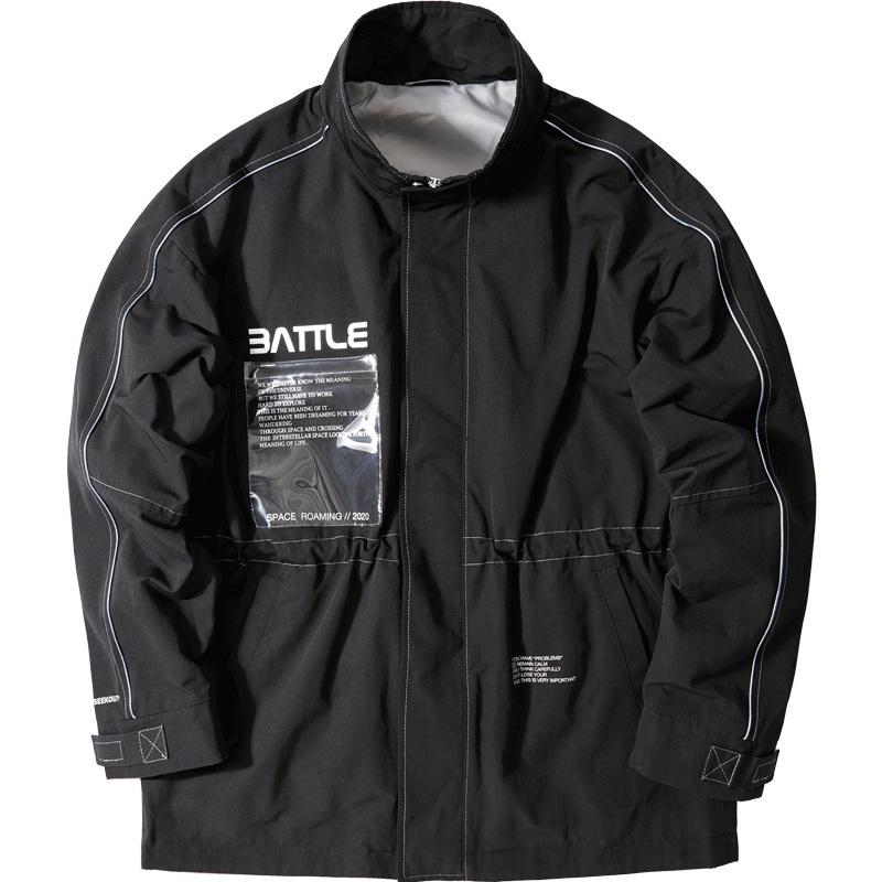 黑鲸立领印花夹克2019春季工装风夹克男CWJAJ19033A