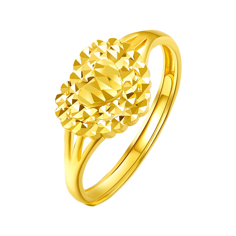 周六福黄金戒指女计价足金手饰心型指环活口正品女戒AA010848