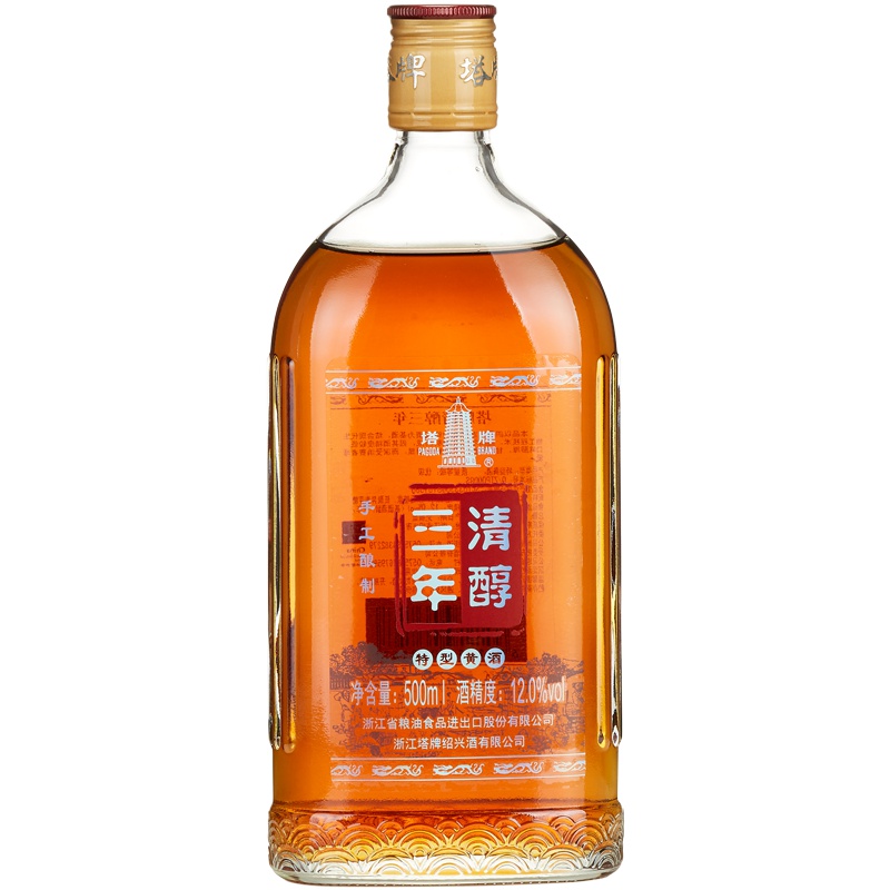 塔牌三年清醇 12度 500ml 瓶装 半干型 手工酿造黄酒