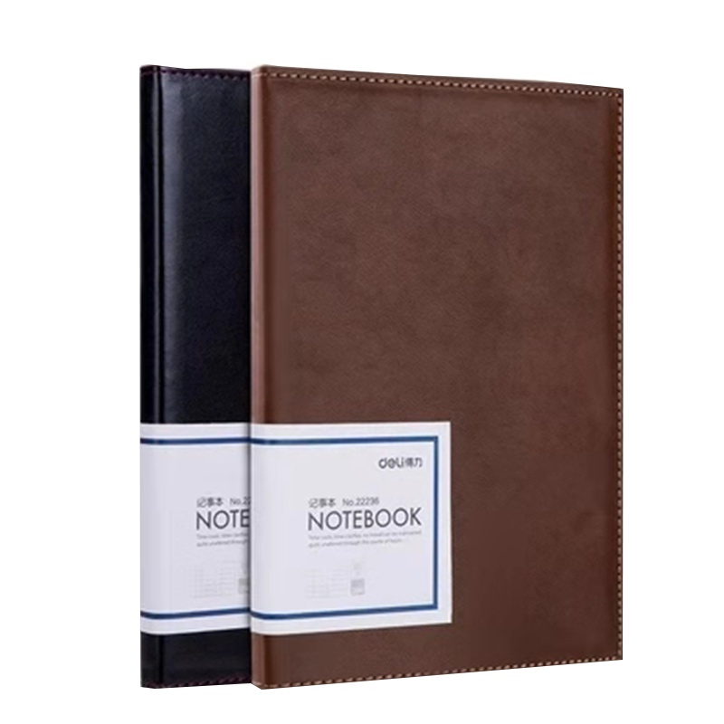 [精选]得力(deli) 22236皮面笔记本80g纸 记事本商务办公本子 A5(212*146mm)绅士棕