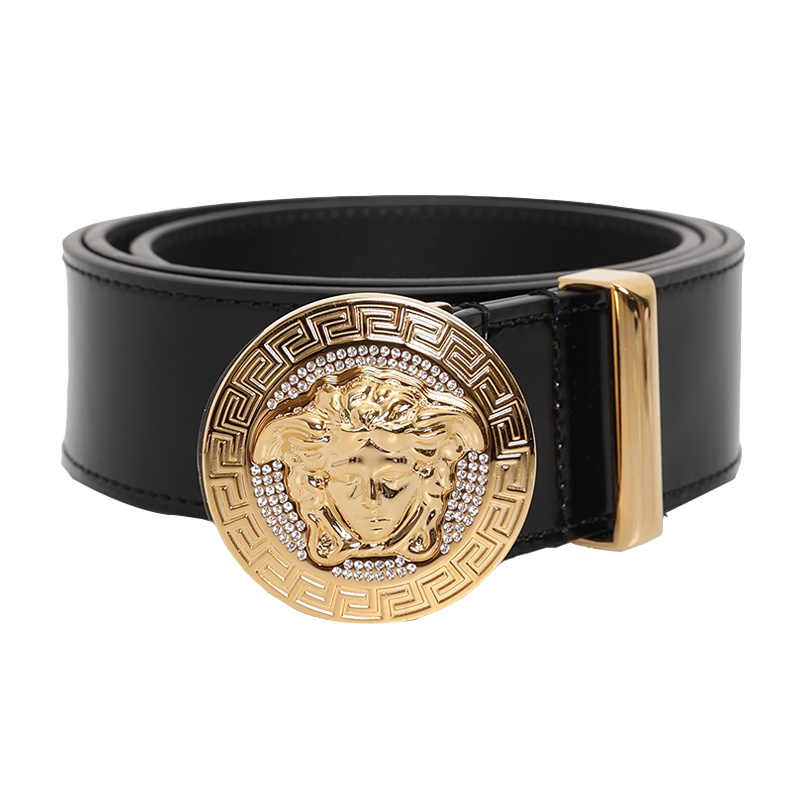 19ss新品 范思哲/VERSACE 男士皮带 美杜莎logo腰带 牛皮革 黑色 意大利进口