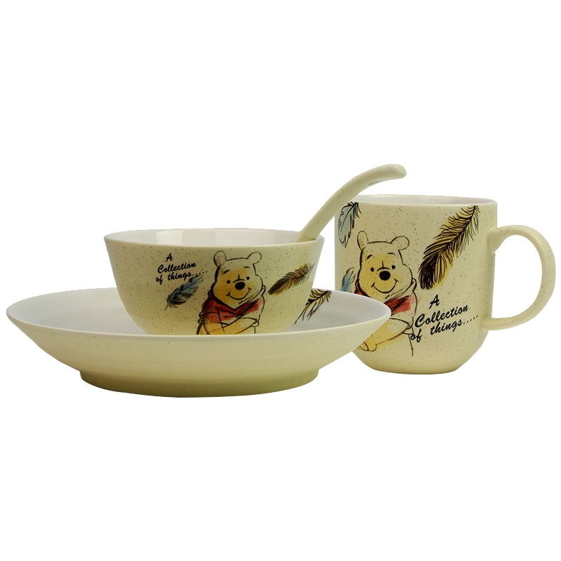 雅诚德(arst) 迪士尼系列碗碟4头套装 国产家用陶瓷餐具套装 情侣卡通创意盘子碗套装1人食1盘1勺1碗1杯