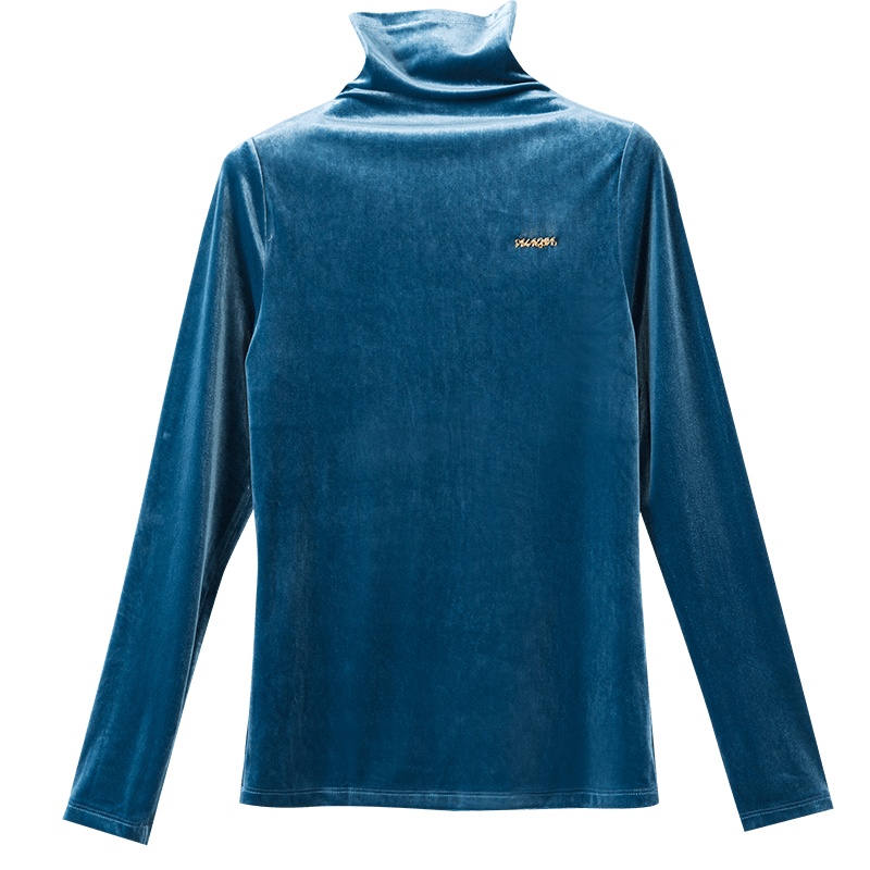 晚白2021秋冬新品时尚简约高领长袖纯色通勤常规款丝绒打底衫女