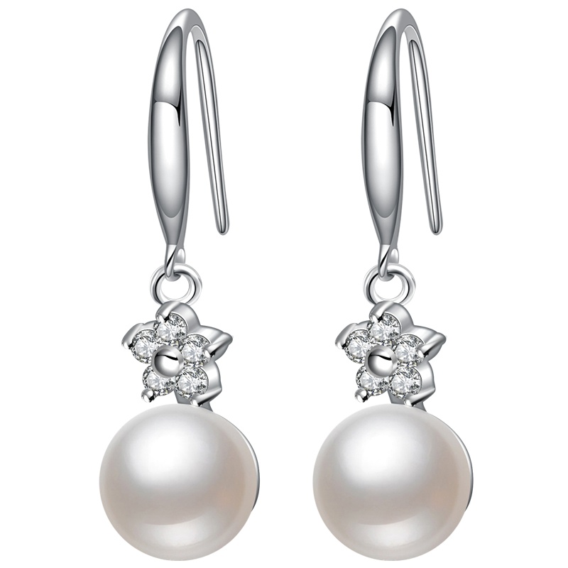 佰色传情(BRIR)时尚五角星珍珠耳坠S925纯银淡水珍珠银耳钩百搭简约耳饰送朋友长辈生日礼物韩版精致耳环