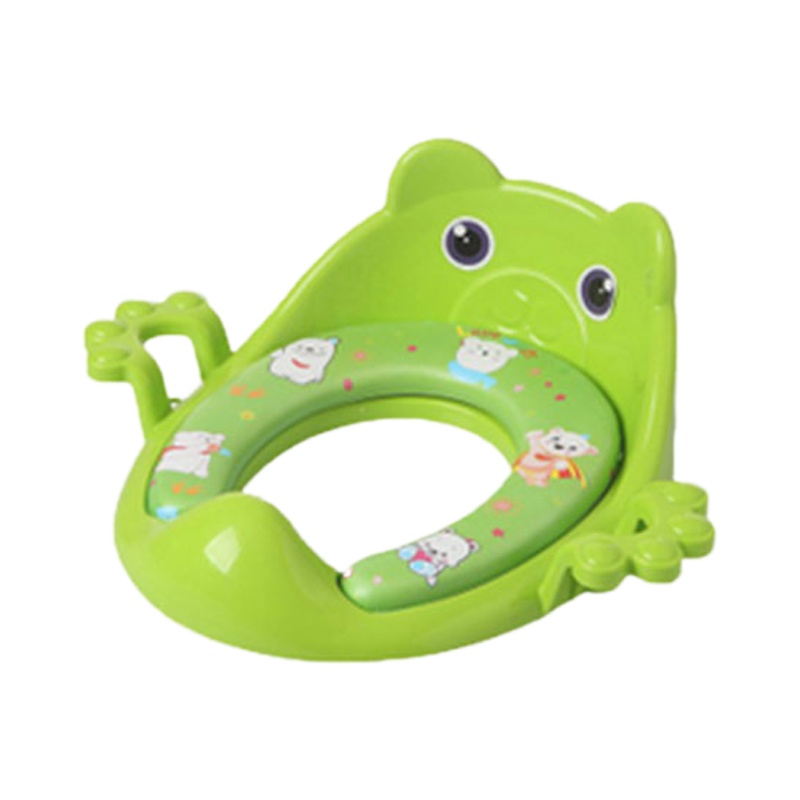 大号儿童坐便器马桶圈男女宝宝坐便圈马桶垫婴儿坐便器软垫可调节 绿色(加大号带扶手) 底座款(不带软垫)