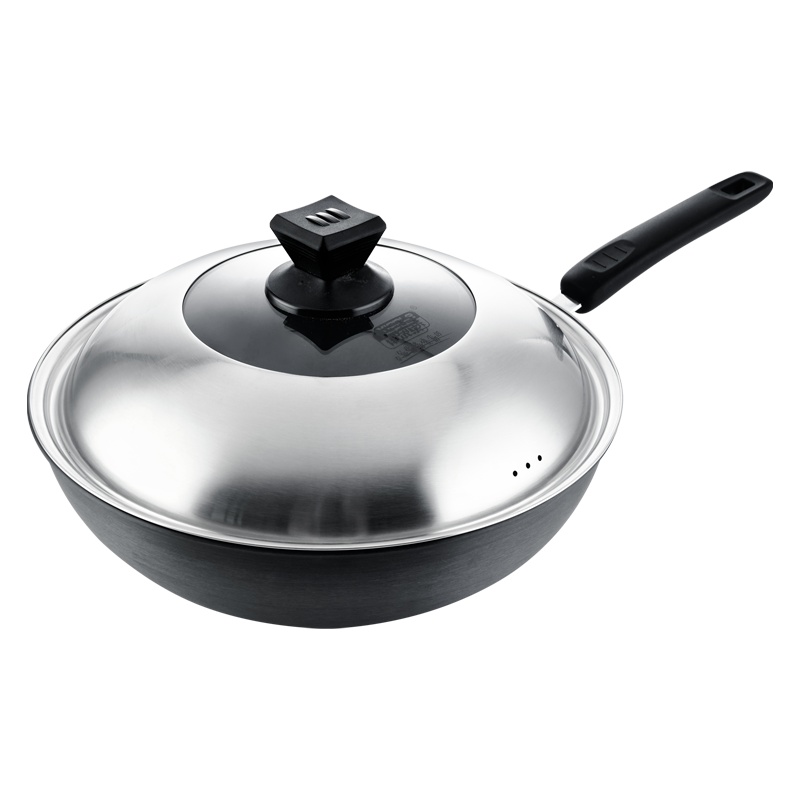 伊尔乐硬质复底爆炒锅(含盖)32CM(一箱四台)