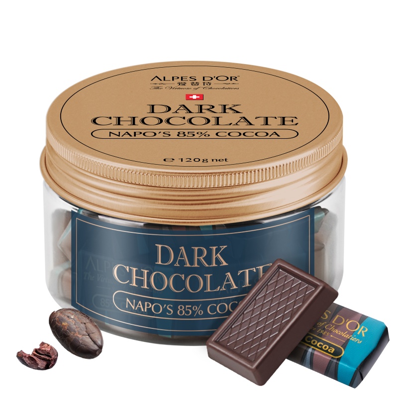 爱普诗瑞士进口黑巧克力罐装随身装零食 85%黑巧克力 订单厂家会在24小时内从浙江宁波发货