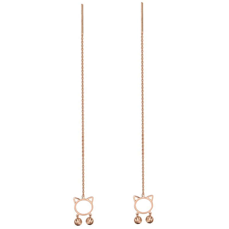 金一18K玫瑰金萌猫-女士K金耳饰(定价)CEF015
