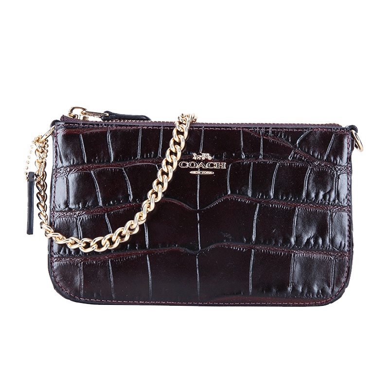 COACH 蔻驰 奢侈品 欧美时尚女士手提包专柜款黑色皮质人造革手拎包手腕包