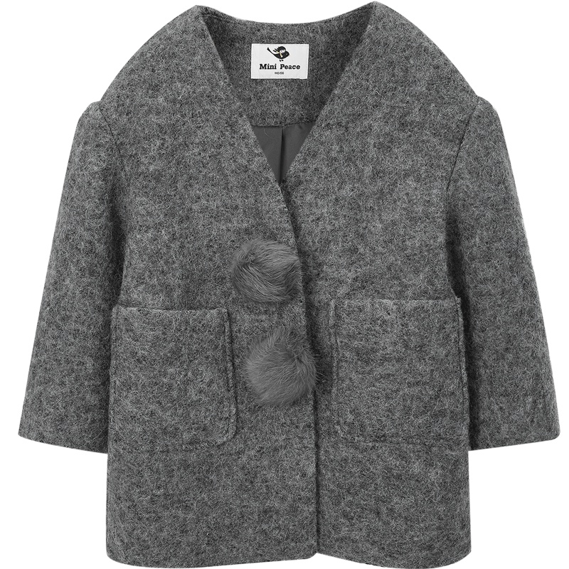 minipeace太平鸟童装女童大衣冬季外套韩版洋气儿童毛呢大衣呢子