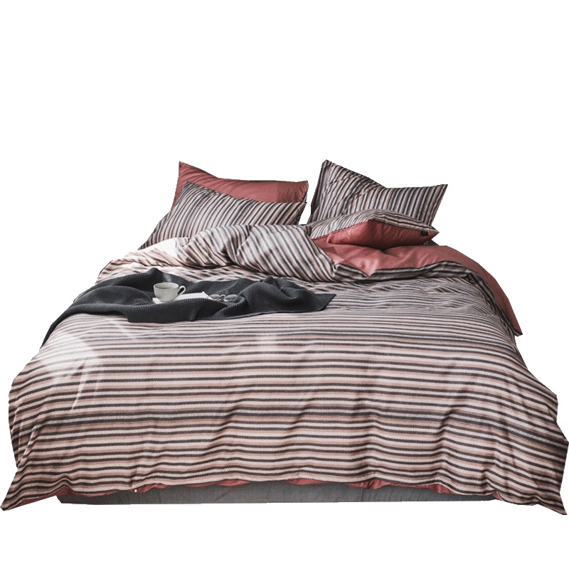 北极绒(Bejirog)家纺 北欧简约轻奢全棉四件套纯色纯棉床单被罩被套1.5m双人床单1.8m床品绗缝