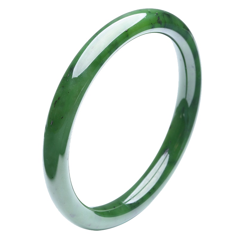 印象眸 和田玉碧玉手镯 碧玉圆条细条玉镯多口径可选附送证书