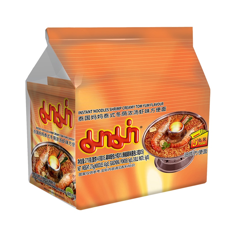 泰国妈妈(MAMA)泰式冬荫浓汤虾味方便面(五连包)275g 泰国原装进口