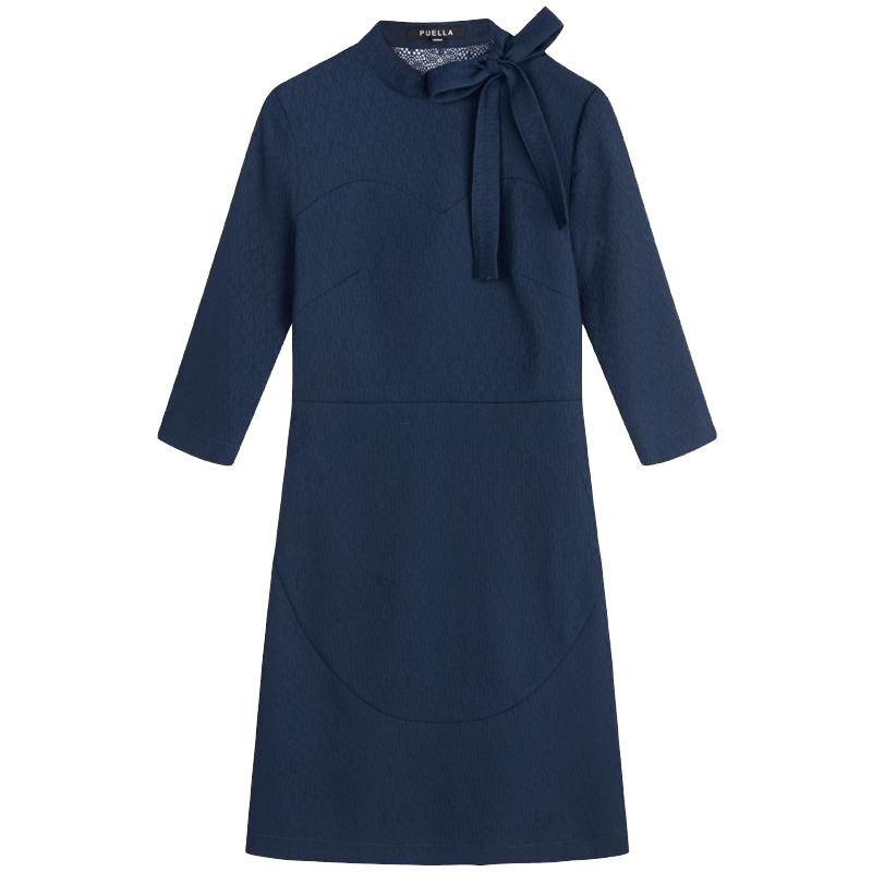 【专柜同款】很仙的连衣裙女七分袖2019春秋新款显瘦收腰蕾丝法式拼接短款裙子20011683