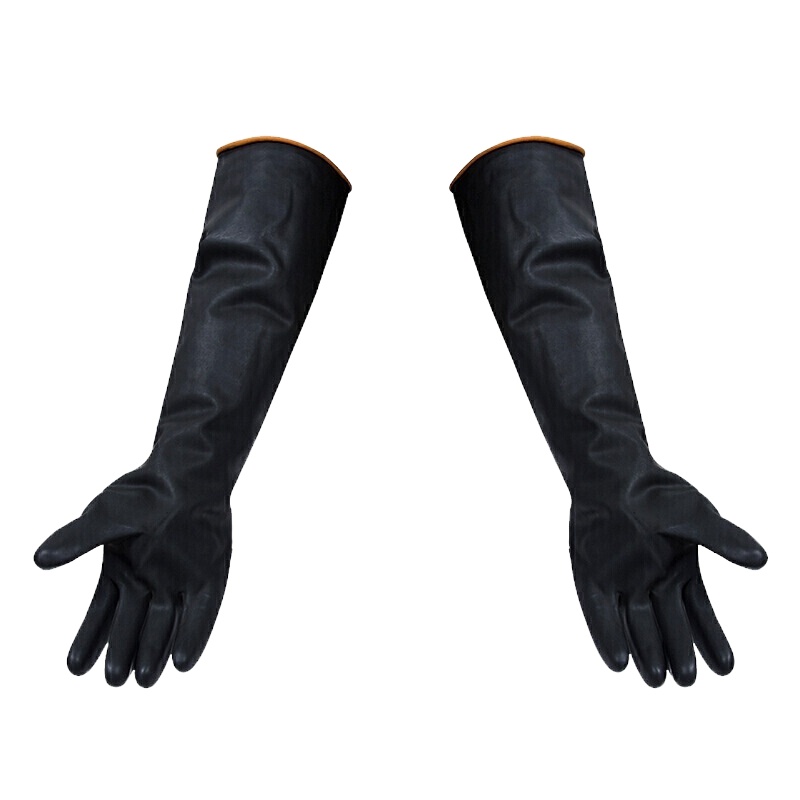 劳保防油工业防水加长加厚橡胶耐酸碱乳胶皮耐磨防护化工防滑手套 长款55CM M