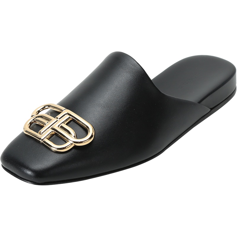 BALENCIAGA 巴黎世家 女士皮革方头平底拖鞋穆勒鞋 590935 WA72I