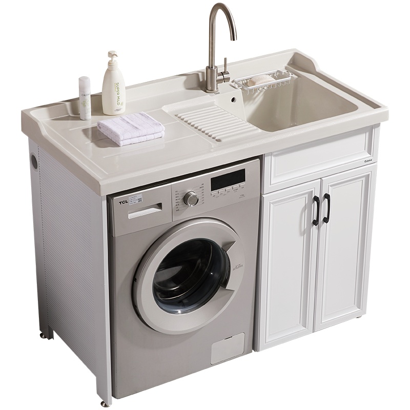 卡贝太空铝浴室柜一体阳台洗衣机柜子带搓板台盆柜组合洗衣柜伴侣
