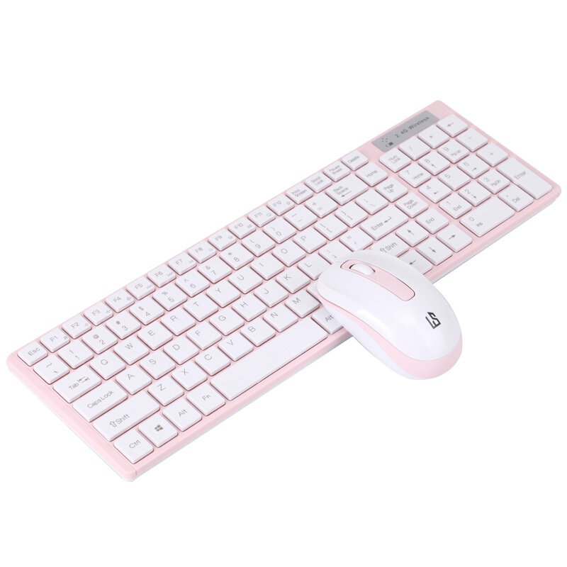 灵蛇(LINGSHE)无线键鼠套装 超薄无线键鼠套装 防水办公无线键鼠套装MK316粉色