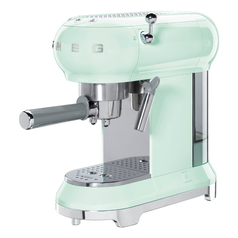 SMEG斯麦格意大利进口复古意式半自动咖啡机家用手动泵压式卡布奇诺蒸汽打奶泡ECF01多色可选 粉绿色