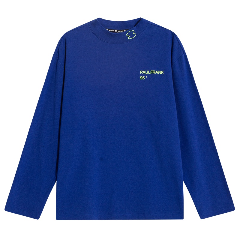 Paul Frank/大嘴猴女装新款潮蓝色长袖女上衣春秋宽松打底衫