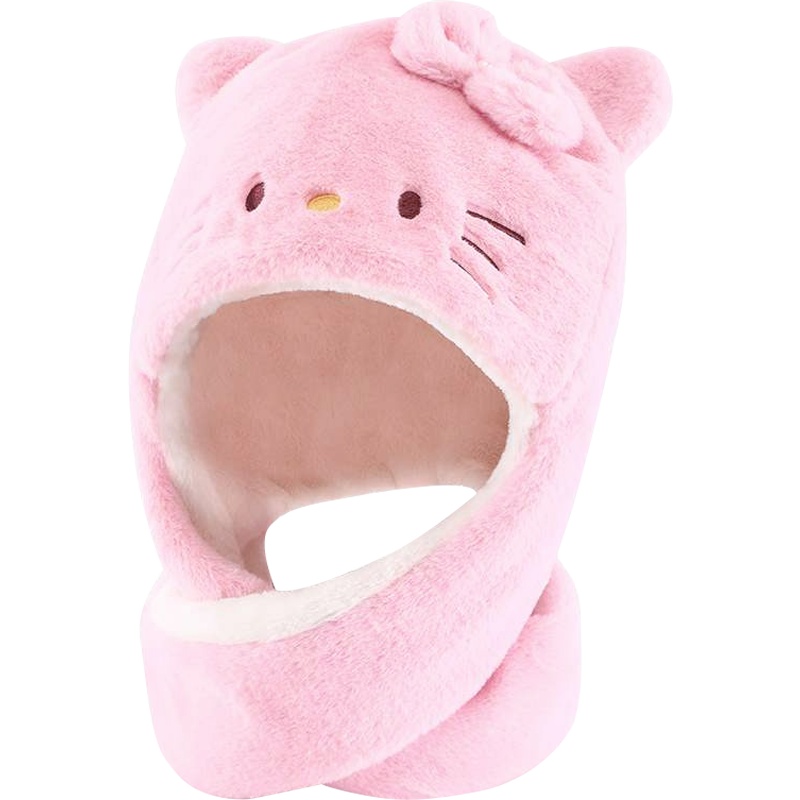 HelloKitty儿童围巾帽子手套一体毛绒帽冬保暖防风女童宝宝围脖套装