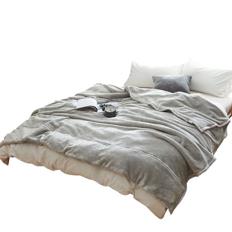 北极绒(Bejirog)家纺 纯色无印风毛毯被子加厚保暖冬季珊瑚绒毯子法兰绒单人双人法莱绒双层绒面盖毯200×230cm