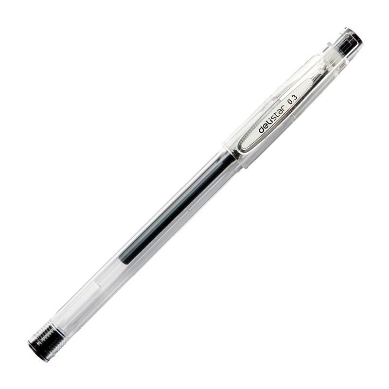 得力deliS40财务专用中性笔0.3mm特细黑色透明水笔办公用品