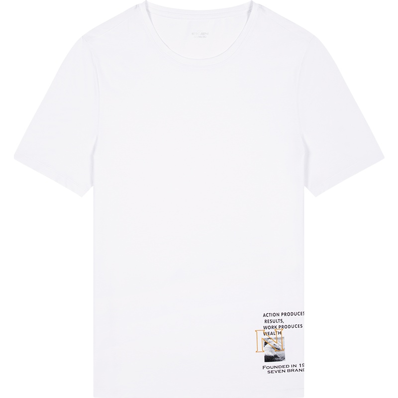 柒牌男装短袖2021夏季新款时尚青年印花T恤潮流纯色透气男士半袖