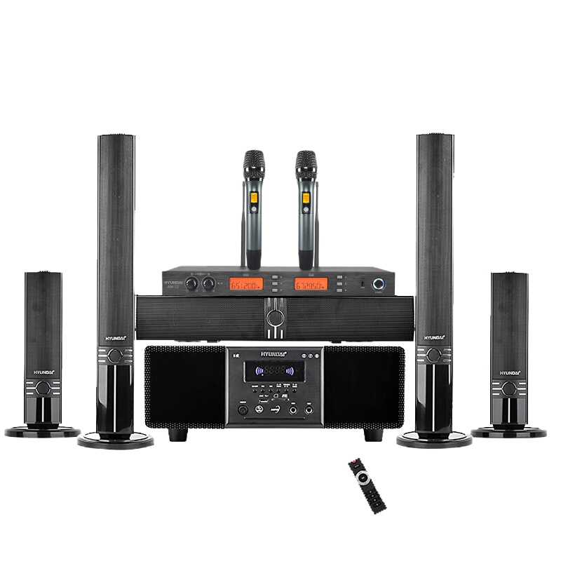 现代 HYUNDAI 家庭影院音响组合KTV套装 模拟5.1音响设备客厅电视家用壁挂落地 H1家影+BT-8810麦克风