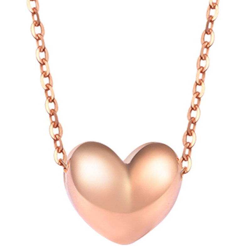 Ryual 18K金项链玫瑰金心形套链彩金女士爱心项链 黄金锁骨项链 送恋人女友定价款七夕情人节礼物