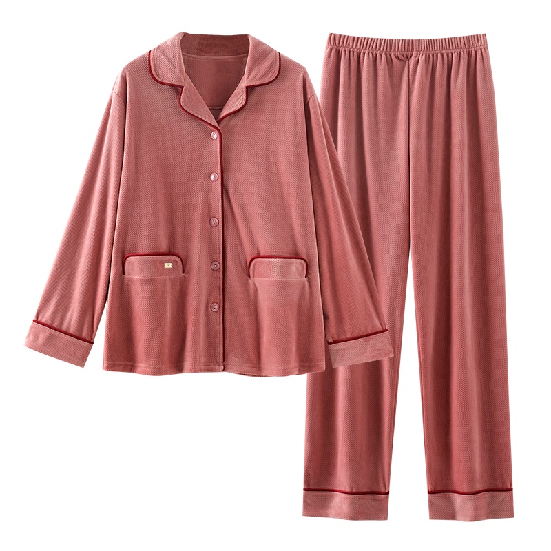 猫人睡衣女士秋冬季女款长袖海岛绒保暖休闲加厚加绒家居服套装