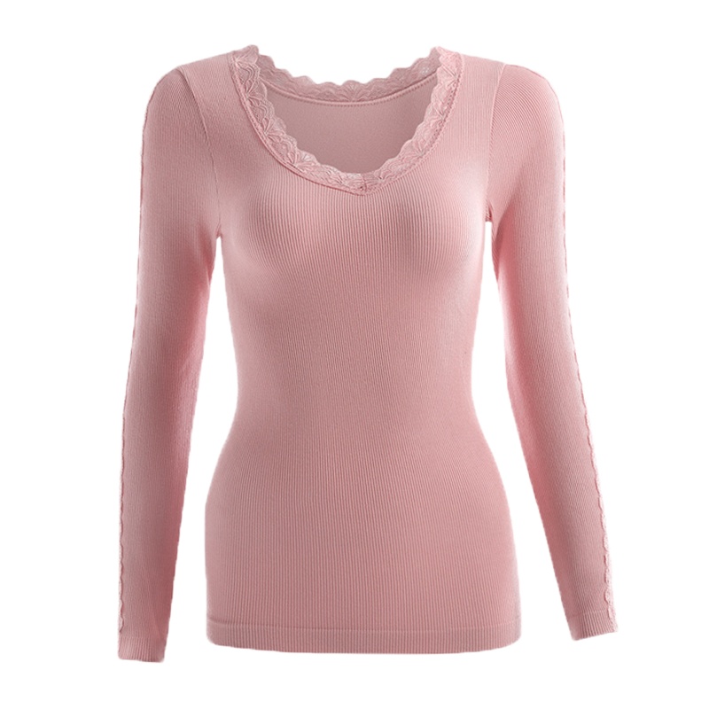 俞兆林秋冬新款性感蕾丝V领女神衣打底衫 保暖内衣上衣女