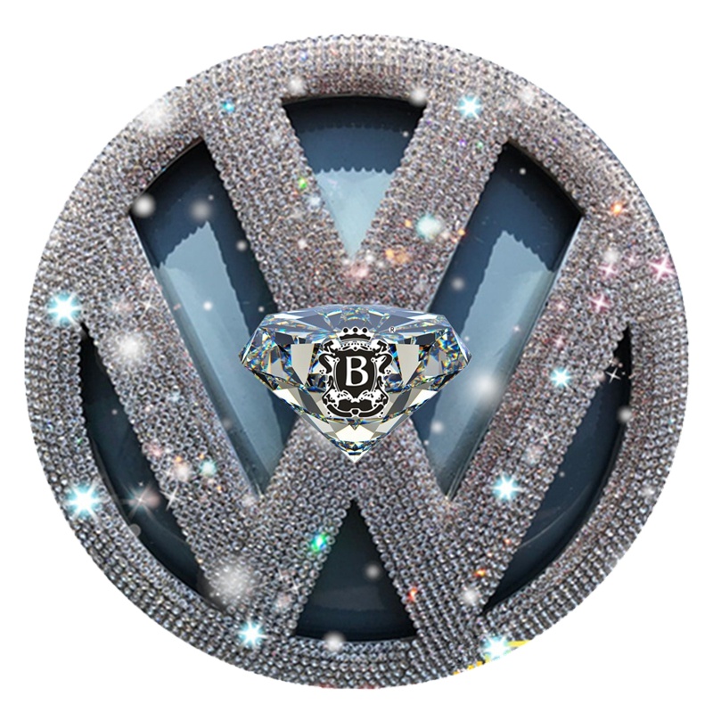 舒适主义新款镶钻大众途观速腾高尔夫POLO宝来捷达CC后车标改装饰车贴钻石 (白钻)大众前标上贴(请备注车型/年份)