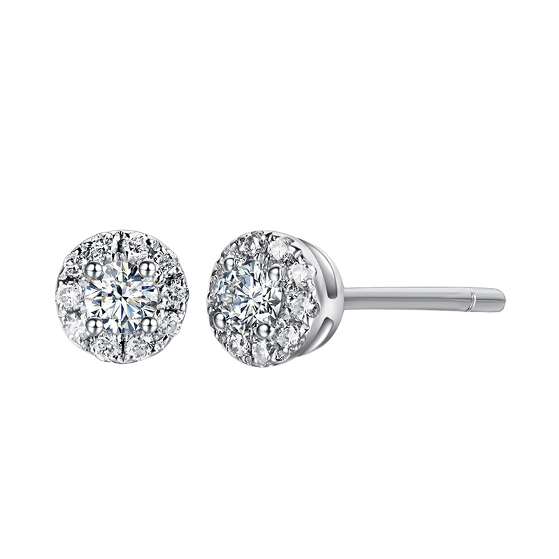 GZUAN古钻珠宝 原点 14分18K金钻石女士耳钉/耳饰/首饰 E3041