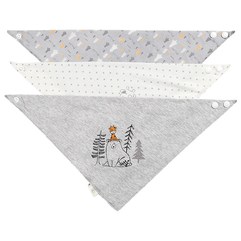 童泰TONGTAI纯棉三角巾婴儿双层按扣口水巾宝宝用品围嘴三块装均码不防水