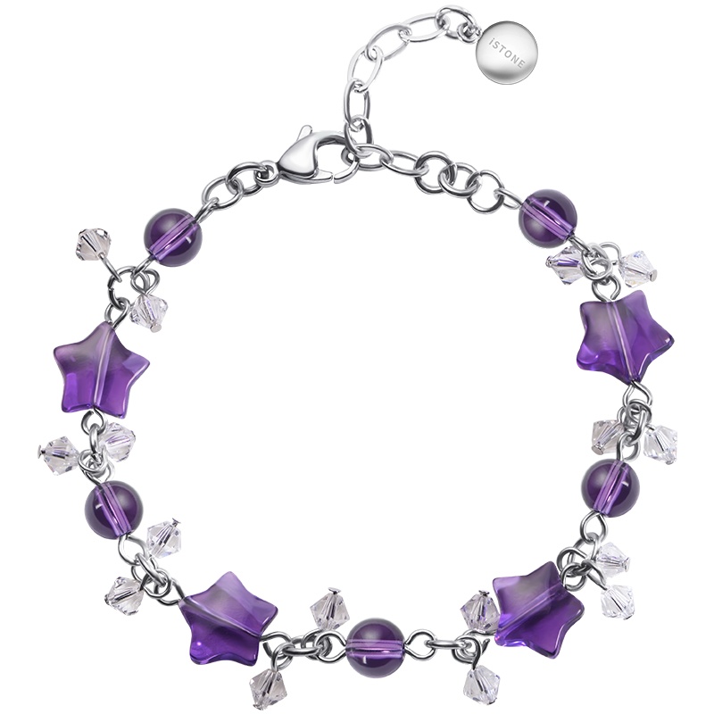 石头记紫晶东陵石粉晶红玛瑙黑玛瑙星连心手链