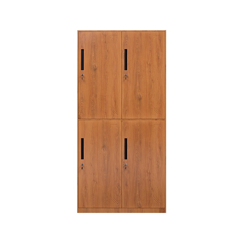 星岛木纹钢制更衣柜办公室办公柜铁皮柜子档案柜资料柜书柜带锁储物柜4门更衣柜胡桃木纹