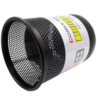 齐心(COMIX) B2002圆形金属笔筒 网格铁笔筒 圆形收纳笔座 网纹笔插 笔筒/笔袋 黑色