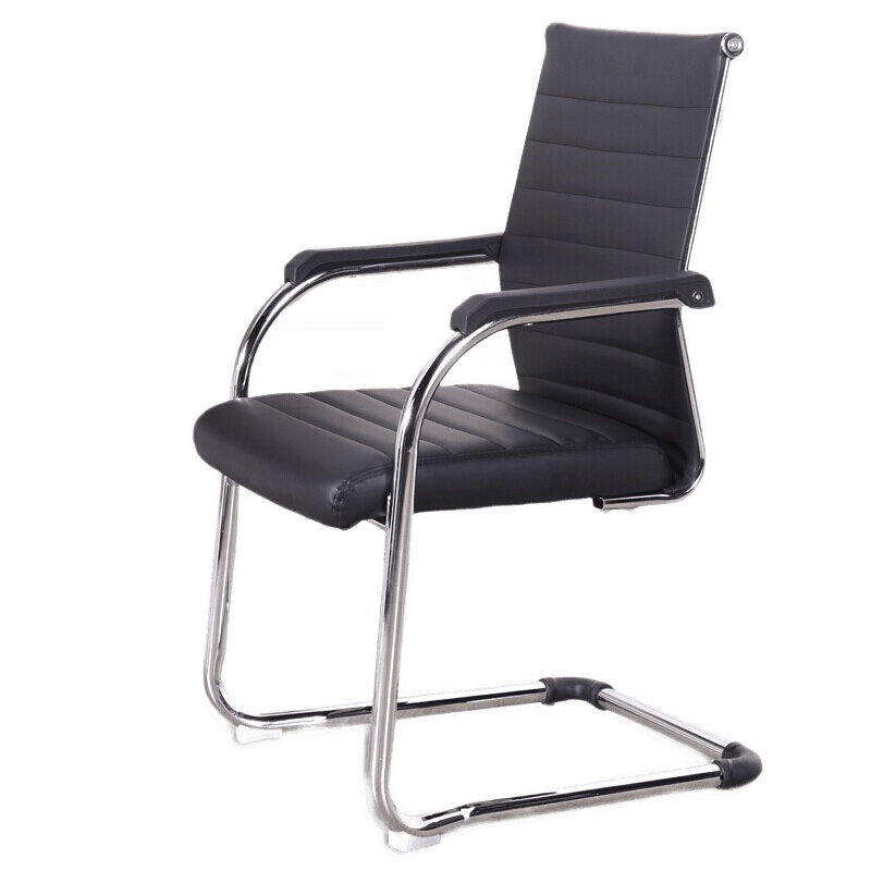 卓澳(ZHUOAO)办公家具电脑椅会议椅职员椅皮会客椅质弓形椅黑色