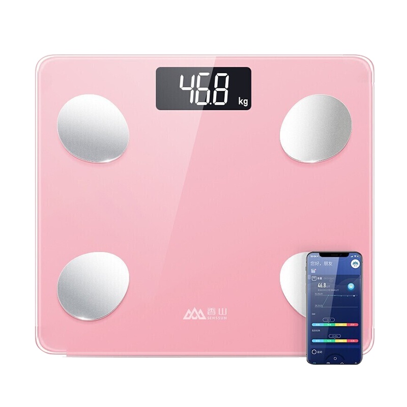 香山 云姿 智能体脂秤 电子秤 家用精准体重秤 人体秤 12项身体数据监测 蓝牙APP控制 电池粉